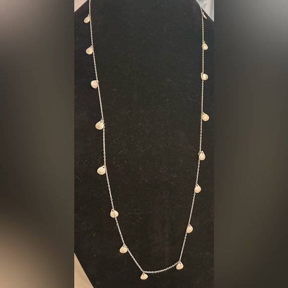 Stella & Dot Silver-tone Chain with Hammered Tear Drop Accents - Picture 2 of 4